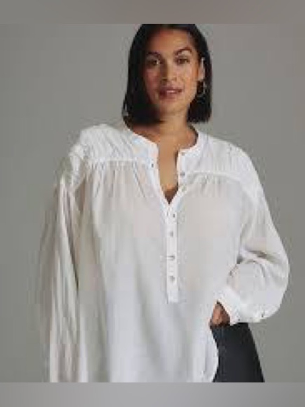 Pilcro White Button-Front Peasant Blouse